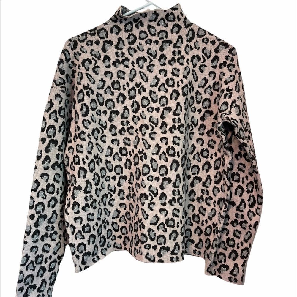 CYNTHIA ROWLE Leopard Print Long Sleeves Mock Neck Sweater.Size S - Picture 6 of 13